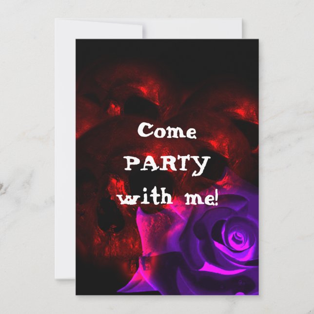 Skulls and Roses Gothic Birthday Invitation (Front)