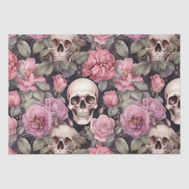 Skulls and roses tissue paper (Front)