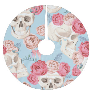 Skulls and Roses Vintage Pattern Brushed Polyester Tree Skirt