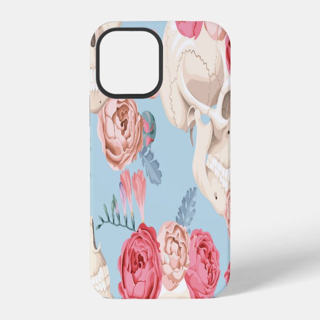 Skulls and Roses Vintage Pattern iPhone Case (Back)