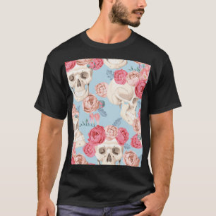 Skulls and Roses Vintage Pattern T-Shirt