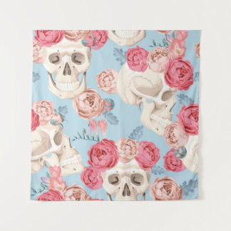 Skulls and Roses Vintage Pattern Tapestry