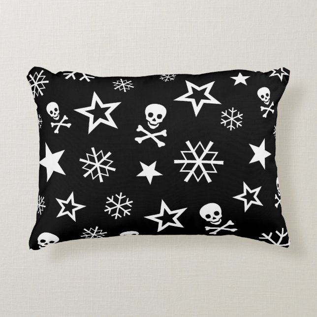 Skulls and Snowflakes Decorative Cushion (Front)