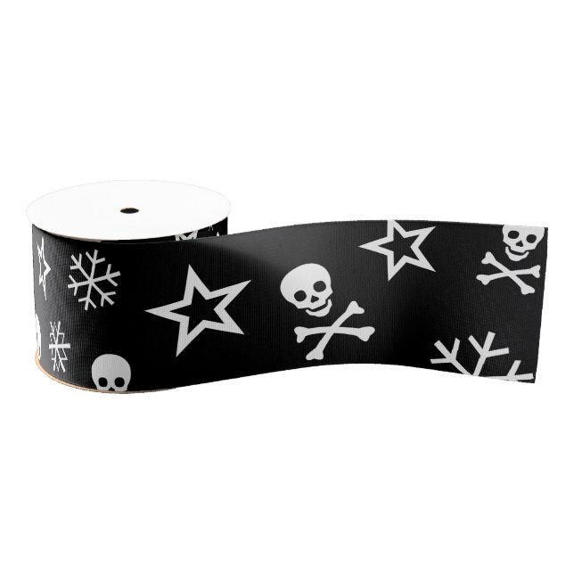 Skulls and Snowflakes Grosgrain Ribbon (Spool)