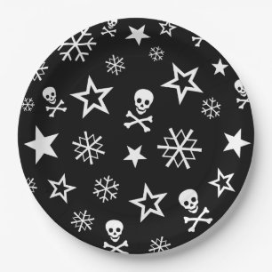 Skulls and Snowflakes Paper Plate