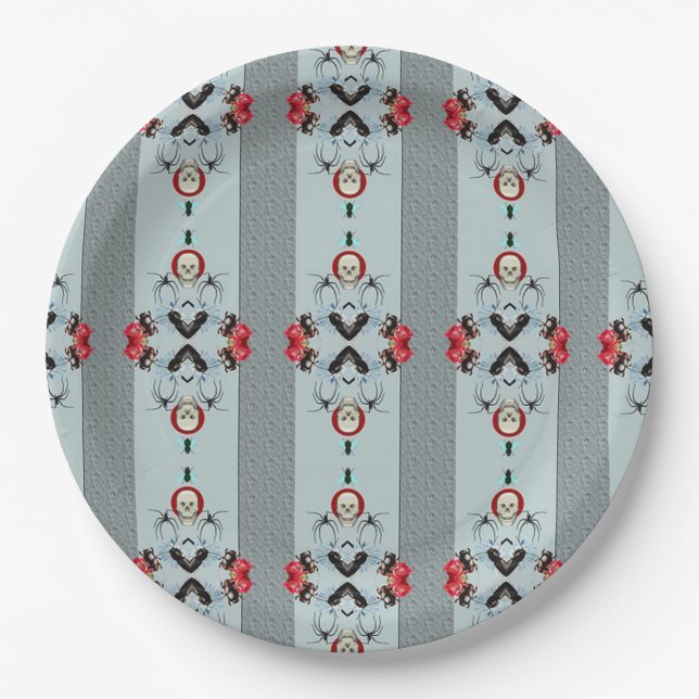 Skulls and Spiders Paper Plate (Front)