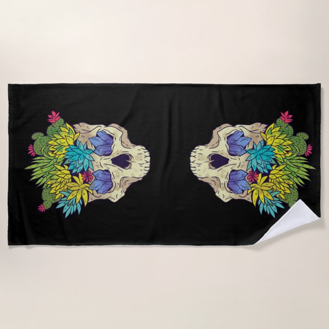 Skulls and Succulents Beach Towel (Front)