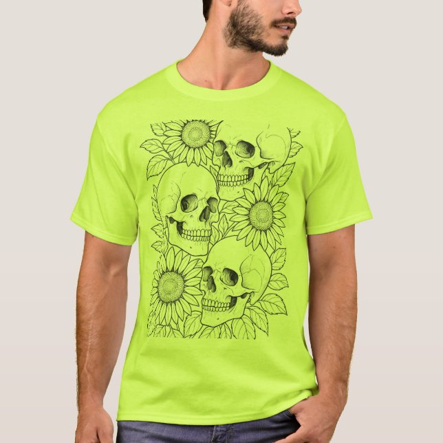 skulls and sunflowers T-Shirt (Front)