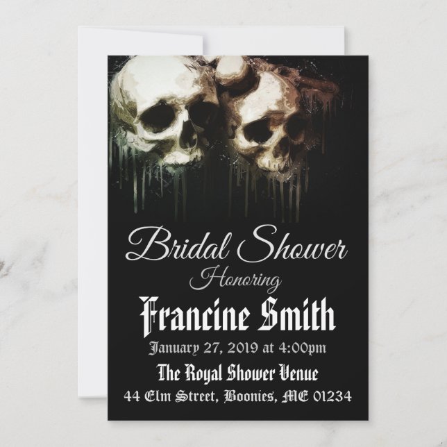 Skulls Artistic Gothic Bridal Shower Invitation (Front)