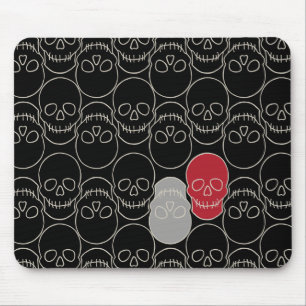 Skulls - Bat Black and Bone White Mouse Pad