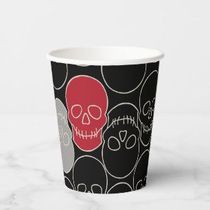 Skulls - Bat Black and Bone White Paper Cups