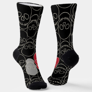 Skulls - Bat Black and Bone White Socks
