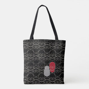 Skulls - Bat Black and Bone White Tote Bag