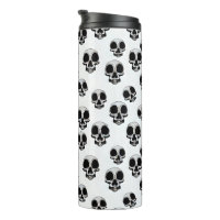 Skulls Black And White Pattern thermal tumbler