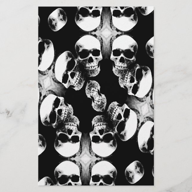 Skulls Black & White Stationery (Front)