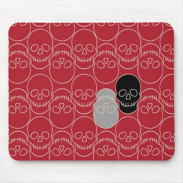  Skulls - Blood Red and Bone White Mouse Pad (Front)