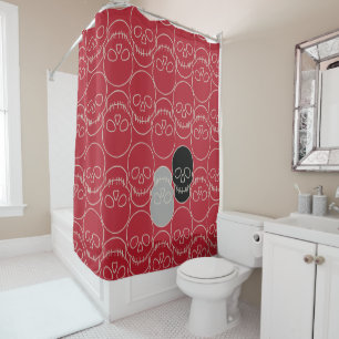 Skulls - Blood Red and Bone White Shower Curtain