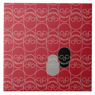 Skulls - Blood Red and Bone White Tile