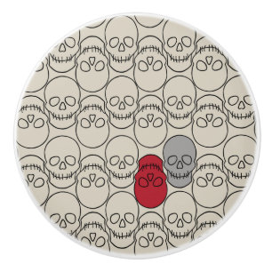 Skulls - Bone White and Bat Black Ceramic Knob