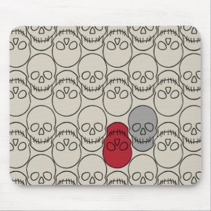 Skulls - Bone White and Bat Black Mouse Pad