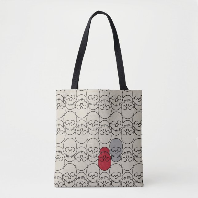 Skulls - Bone White and Bat Black Tote Bag (Front)