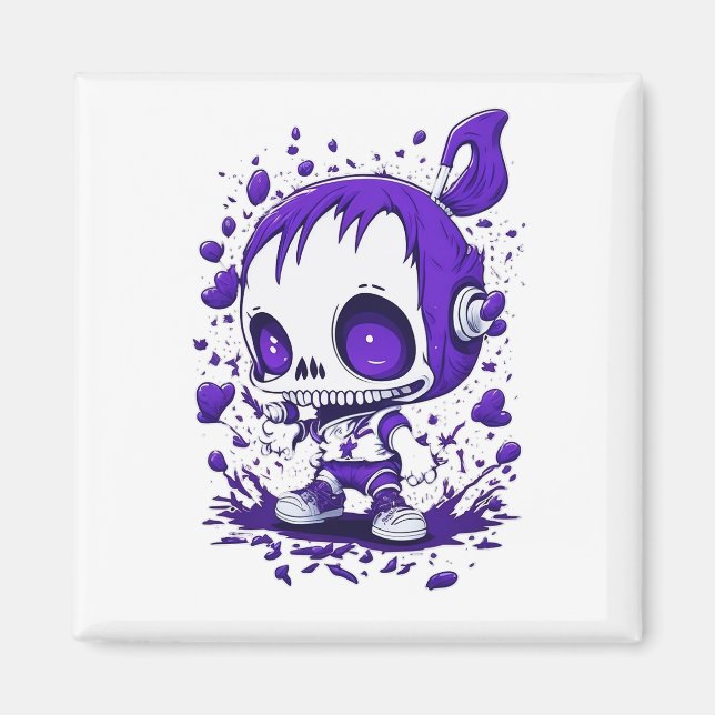 Skulls cartoon girl print design magnet (Front)