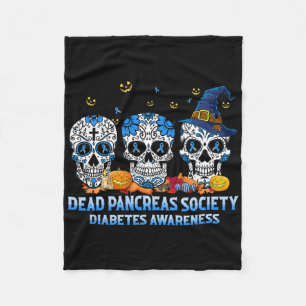 Skulls Dead Pancreas Society Diabetes Awareness Ha Fleece Blanket