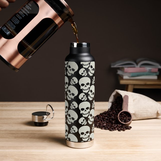 Skulls Design Water Bottle (Coffee)
