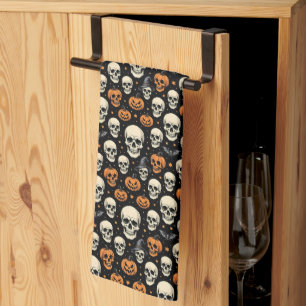 Skulls for Halloween Tea Towel