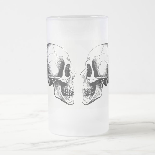 Skulls Frosted 16 oz Frosted Glass Mug (Center)