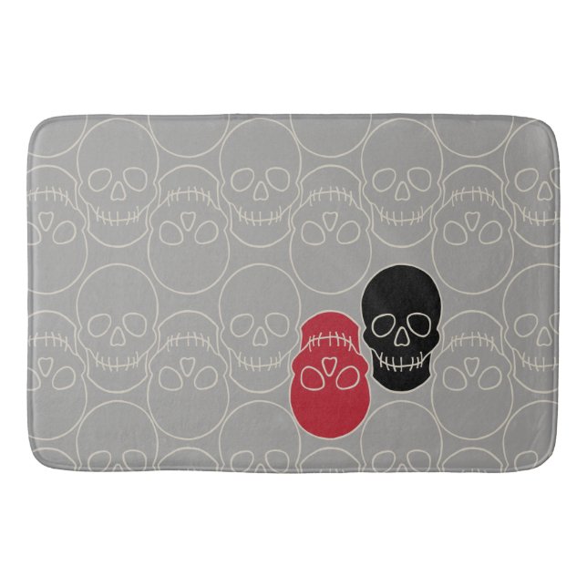 Skulls - Ghost Grey and Bone White Bath Mat (Front)