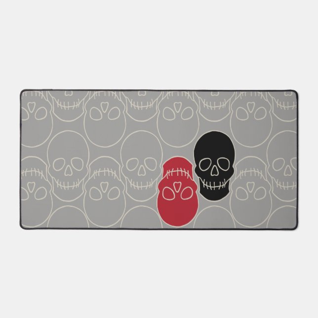 Skulls - Ghost Grey and Bone White  Desk Mat (Front)