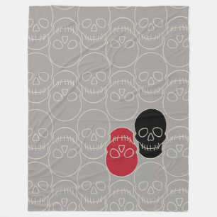 Skulls - Ghost Grey and Bone White Fleece Blanket