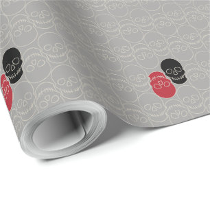 Skulls - Ghost Grey and Bone White Wrapping Paper