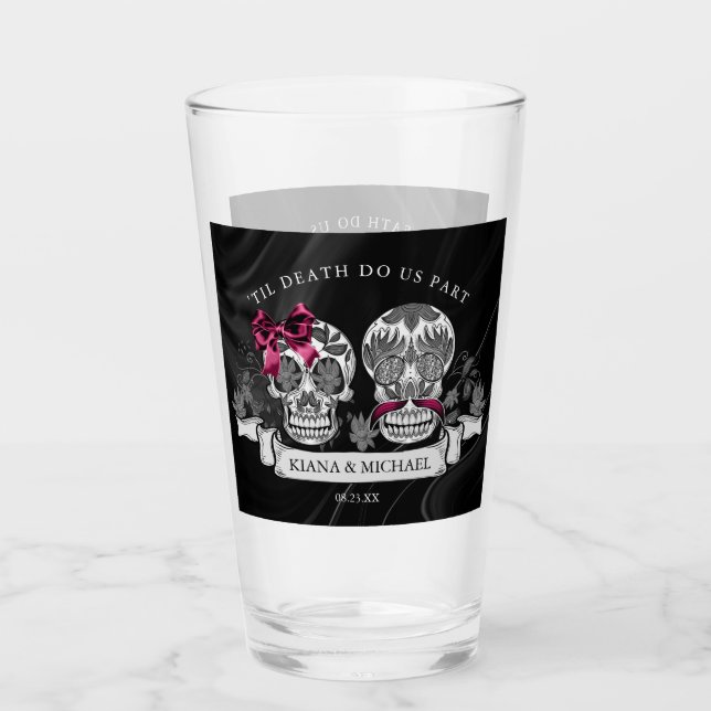 Skulls Gothic Hallowedding Burgundy ID866  Glass (Front)