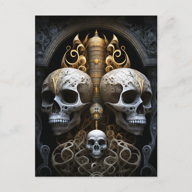 Skulls Gothic Horror Goth Surreal Art Postcard (Front)