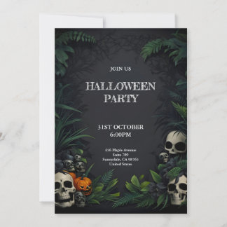 Skulls Halloween party with dark background Invitation