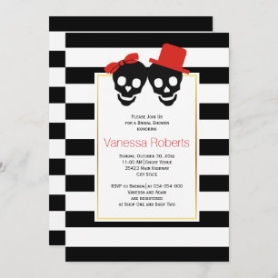 Skulls Halloween red wedding bridal shower Invitation