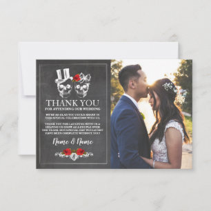 Skulls Halloween Thank You Wedding Chalk Photo Card