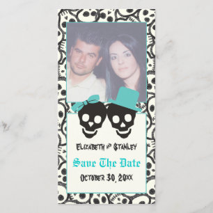Skulls Halloween Turquoise wedding Save the Date