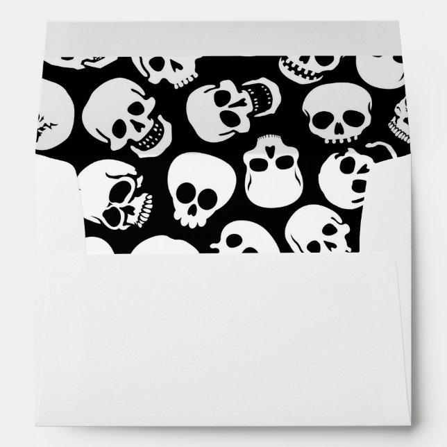 Skulls in Black Background Pattern Envelope (Back (Bottom))