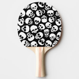 Skulls in Black Background Pattern Ping Pong Paddle