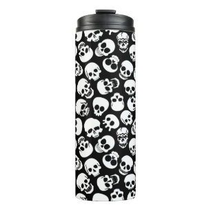 Skulls in Black Background Pattern Thermal Tumbler