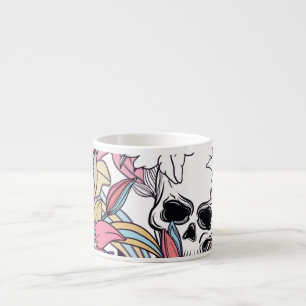 Skulls Lily Flowers: Boho Vintage. Espresso Cup