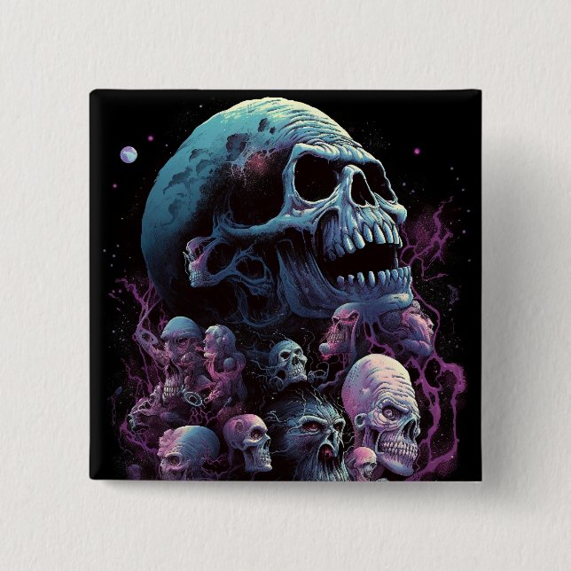 Skulls Monsters Horror Art 15 Cm Square Badge (Front)