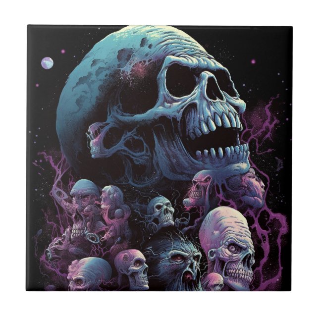 Skulls Monsters Horror Art Tile (Front)