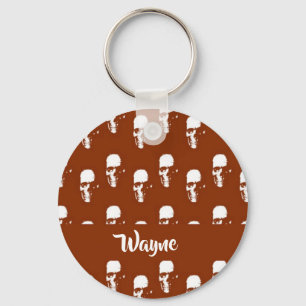 Skulls on brown custom key ring