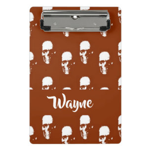 Skulls on brown custom mini clipboard