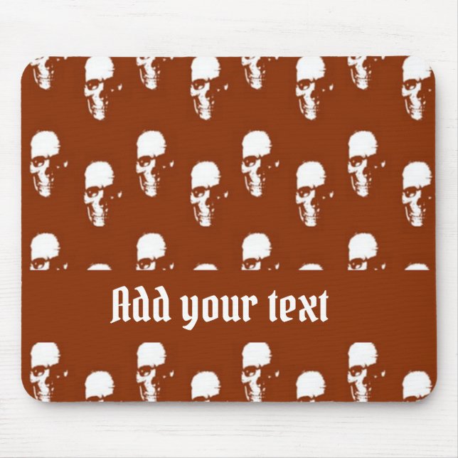 Skulls on brown custom mouse pad (Front)