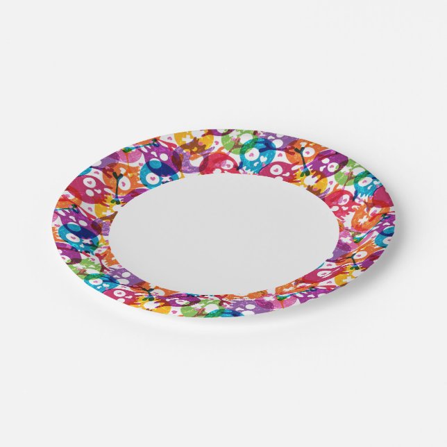 Skulls pattern 3 paper plate (Angled)